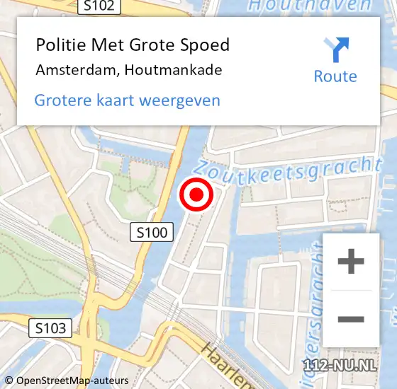 Locatie op kaart van de 112 melding: Politie Met Grote Spoed Naar Amsterdam, Houtmankade op 6 september 2024 11:19