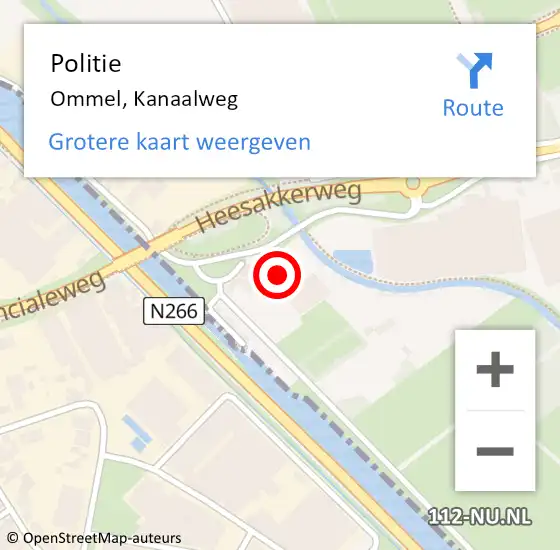 Locatie op kaart van de 112 melding: Politie Ommel, Kanaalweg op 6 september 2024 11:31