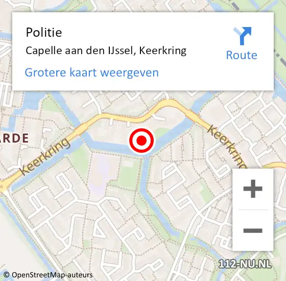 Locatie op kaart van de 112 melding: Politie Capelle aan den IJssel, Keerkring op 6 september 2024 11:32