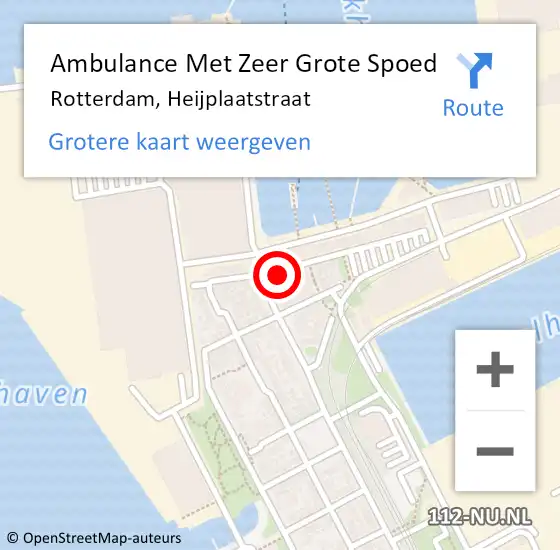 Locatie op kaart van de 112 melding: Ambulance Met Zeer Grote Spoed Naar Rotterdam, Heijplaatstraat op 6 september 2024 11:36