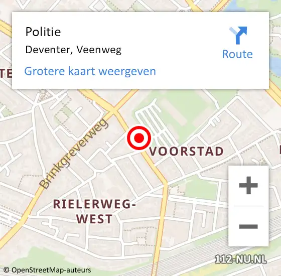 Locatie op kaart van de 112 melding: Politie Deventer, Veenweg op 6 september 2024 11:38