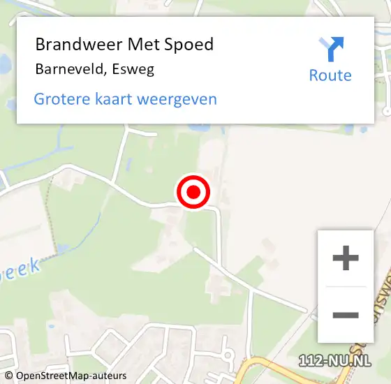 Locatie op kaart van de 112 melding: Brandweer Met Spoed Naar Barneveld, Esweg op 6 september 2024 12:01