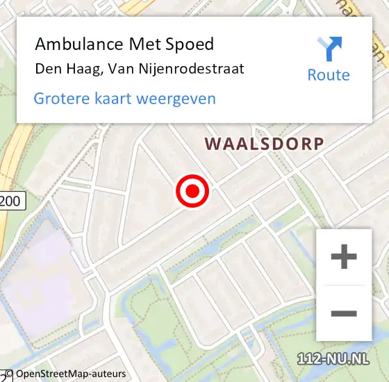 Locatie op kaart van de 112 melding: Ambulance Met Spoed Naar Den Haag, Van Nijenrodestraat op 6 september 2024 12:07