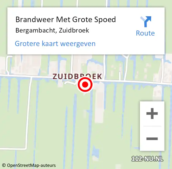 Locatie op kaart van de 112 melding: Brandweer Met Grote Spoed Naar Bergambacht, Zuidbroek op 6 september 2024 12:08