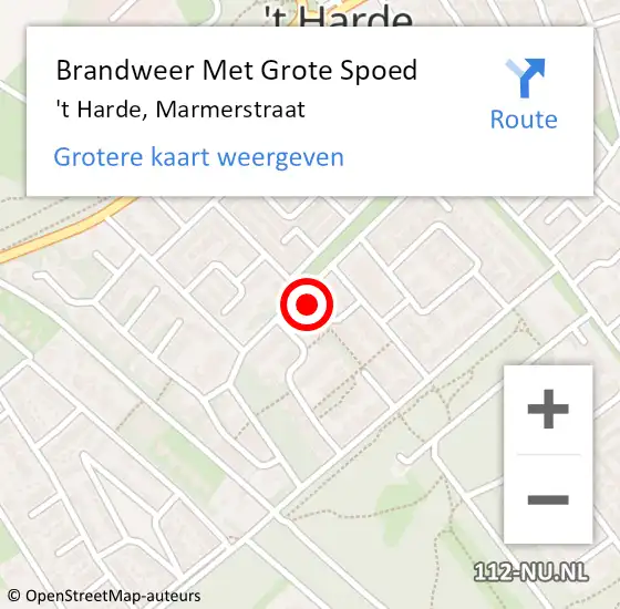 Locatie op kaart van de 112 melding: Brandweer Met Grote Spoed Naar 't Harde, Marmerstraat op 6 september 2024 12:16