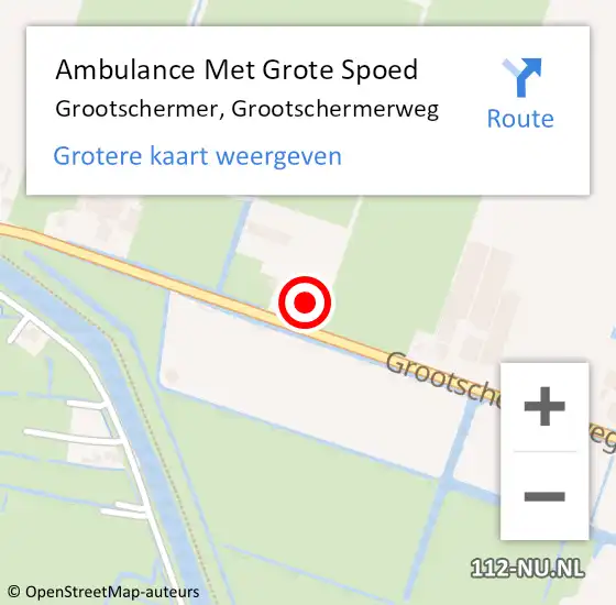 Locatie op kaart van de 112 melding: Ambulance Met Grote Spoed Naar Grootschermer, Grootschermerweg op 6 september 2024 12:18