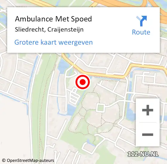 Locatie op kaart van de 112 melding: Ambulance Met Spoed Naar Sliedrecht, Craijensteijn op 6 september 2024 12:57