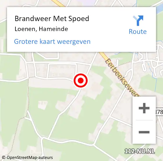 Locatie op kaart van de 112 melding: Brandweer Met Spoed Naar Loenen, Hameinde op 6 september 2024 12:59