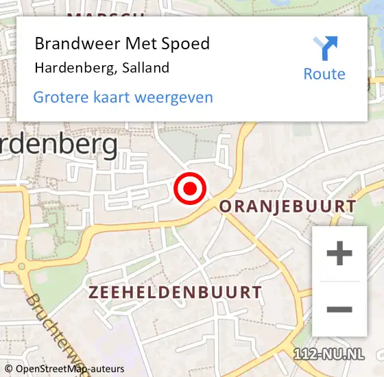 Locatie op kaart van de 112 melding: Brandweer Met Spoed Naar Hardenberg, Salland op 6 september 2024 13:00