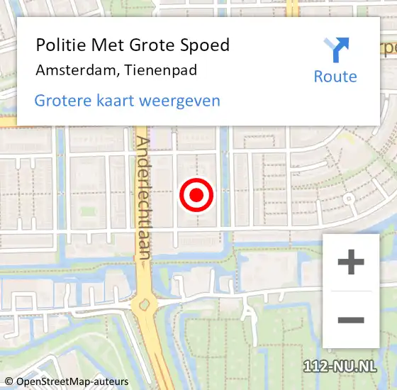 Locatie op kaart van de 112 melding: Politie Met Grote Spoed Naar Amsterdam, Tienenpad op 6 september 2024 13:27