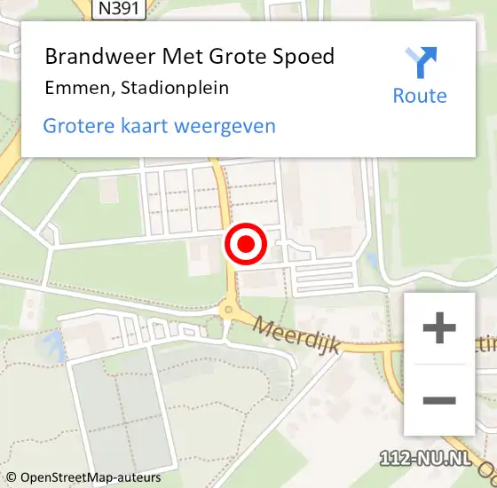 Locatie op kaart van de 112 melding: Brandweer Met Grote Spoed Naar Emmen, Stadionplein op 6 september 2024 13:39