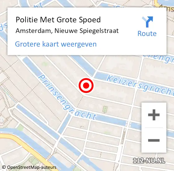 Locatie op kaart van de 112 melding: Politie Met Grote Spoed Naar Amsterdam, Nieuwe Spiegelstraat op 6 september 2024 13:43