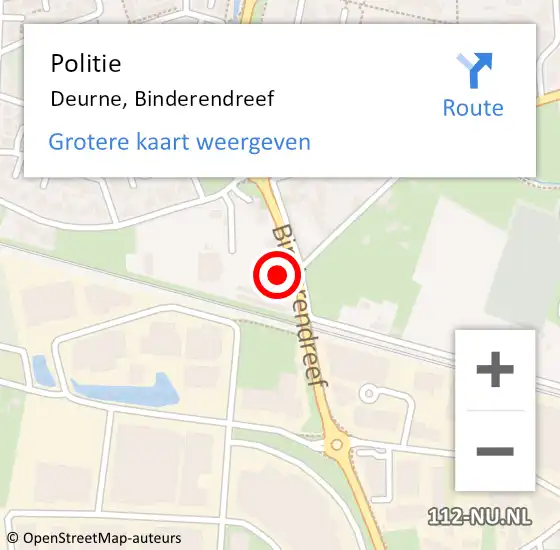 Locatie op kaart van de 112 melding: Politie Deurne, Binderendreef op 6 september 2024 13:50