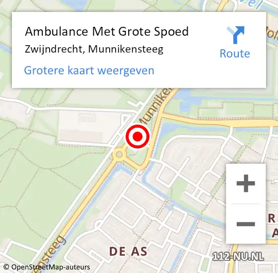 Locatie op kaart van de 112 melding: Ambulance Met Grote Spoed Naar Zwijndrecht, Munnikensteeg op 6 september 2024 13:57