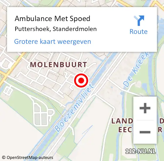 Locatie op kaart van de 112 melding: Ambulance Met Spoed Naar Puttershoek, Standerdmolen op 6 september 2024 14:36