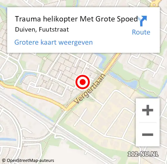 Locatie op kaart van de 112 melding: Trauma helikopter Met Grote Spoed Naar Duiven, Fuutstraat op 6 september 2024 14:38