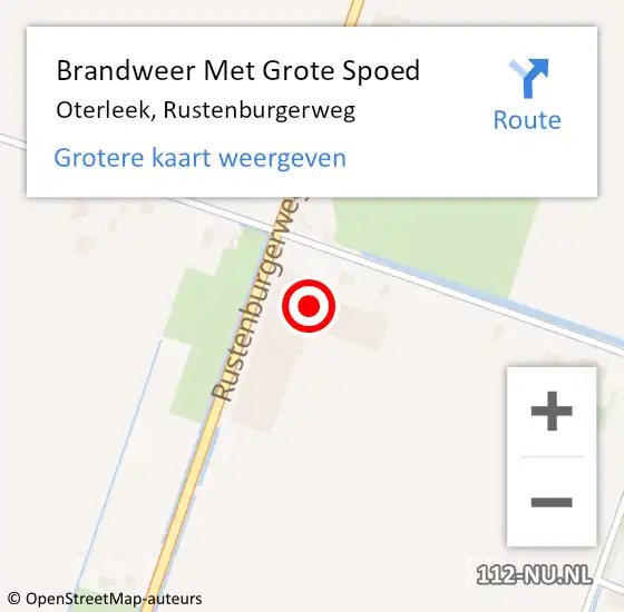 Locatie op kaart van de 112 melding: Brandweer Met Grote Spoed Naar Oterleek, Rustenburgerweg op 6 september 2024 14:39