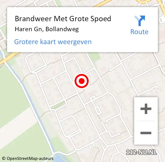 Locatie op kaart van de 112 melding: Brandweer Met Grote Spoed Naar Haren Gn, Bollandweg op 6 september 2024 14:40