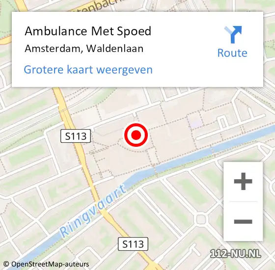 Locatie op kaart van de 112 melding: Ambulance Met Spoed Naar Amsterdam, Waldenlaan op 6 september 2024 14:46