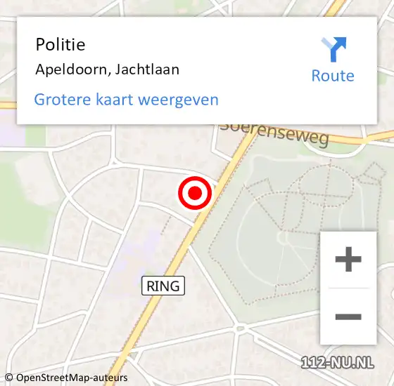 Locatie op kaart van de 112 melding: Politie Apeldoorn, Jachtlaan op 6 september 2024 14:49