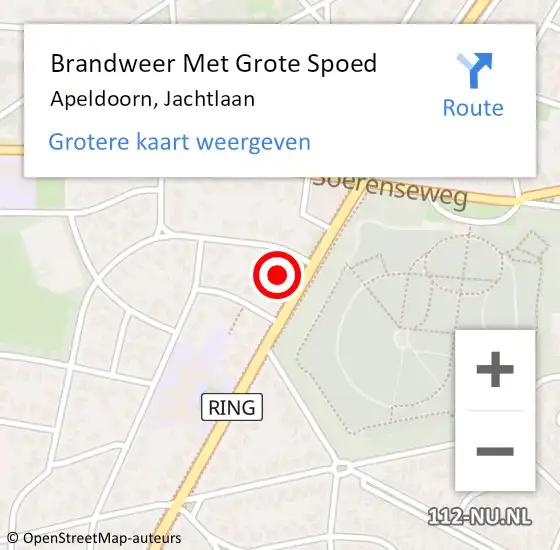 Locatie op kaart van de 112 melding: Brandweer Met Grote Spoed Naar Apeldoorn, Jachtlaan op 6 september 2024 14:50