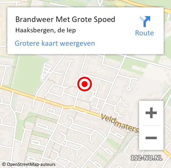 Locatie op kaart van de 112 melding: Brandweer Met Grote Spoed Naar Haaksbergen, de Iep op 6 september 2024 14:52