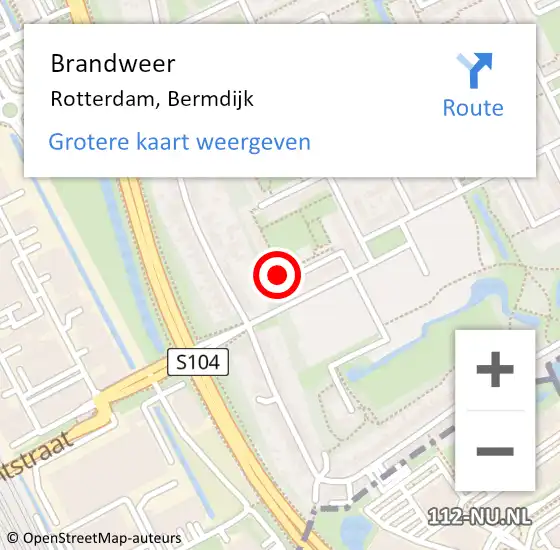 Locatie op kaart van de 112 melding: Brandweer Rotterdam, Bermdijk op 6 september 2024 14:55