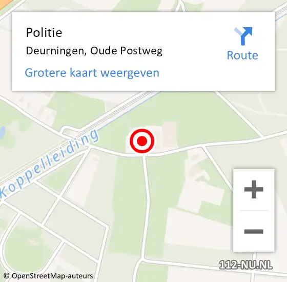 Locatie op kaart van de 112 melding: Politie Deurningen, Oude Postweg op 6 september 2024 14:59