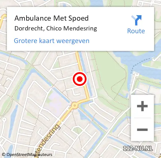 Locatie op kaart van de 112 melding: Ambulance Met Spoed Naar Dordrecht, Chico Mendesring op 6 september 2024 15:05