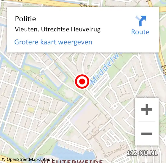 Locatie op kaart van de 112 melding: Politie Vleuten, Utrechtse Heuvelrug op 6 september 2024 15:14