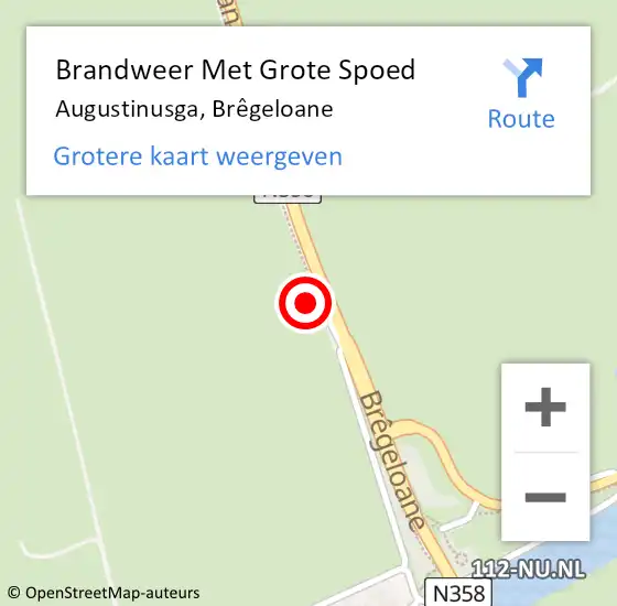 Locatie op kaart van de 112 melding: Brandweer Met Grote Spoed Naar Augustinusga, Brêgeloane op 6 september 2024 15:18