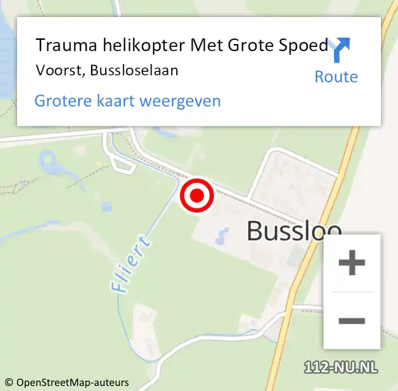 Locatie op kaart van de 112 melding: Trauma helikopter Met Grote Spoed Naar Voorst, Bussloselaan op 6 september 2024 15:42