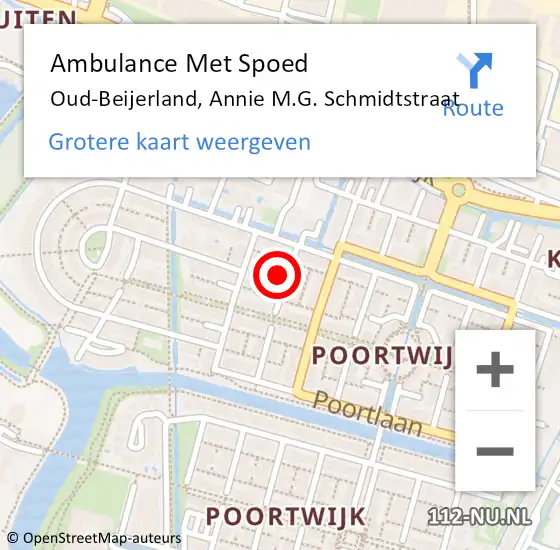 Locatie op kaart van de 112 melding: Ambulance Met Spoed Naar Oud-Beijerland, Annie M.G. Schmidtstraat op 6 september 2024 15:43