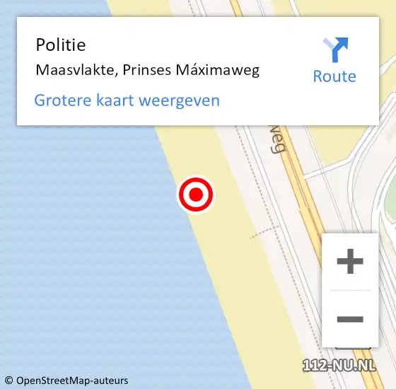 Locatie op kaart van de 112 melding: Politie Maasvlakte, Prinses Máximaweg op 6 september 2024 15:48