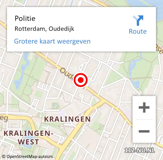 Locatie op kaart van de 112 melding: Politie Rotterdam, Oudedijk op 6 september 2024 15:54