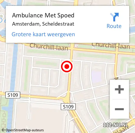 Locatie op kaart van de 112 melding: Ambulance Met Spoed Naar Amsterdam, Scheldestraat op 6 september 2024 15:55