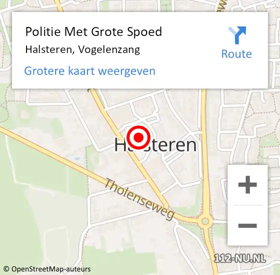 Locatie op kaart van de 112 melding: Politie Met Grote Spoed Naar Halsteren, Vogelenzang op 6 september 2024 16:12