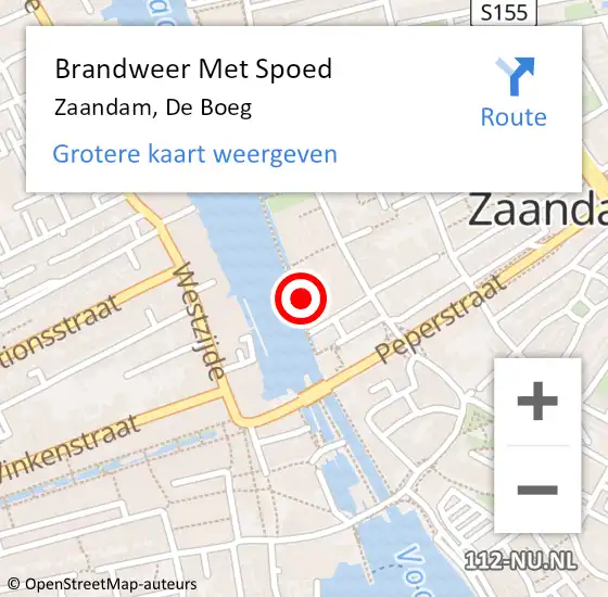 Locatie op kaart van de 112 melding: Brandweer Met Spoed Naar Zaandam, De Boeg op 6 september 2024 16:26