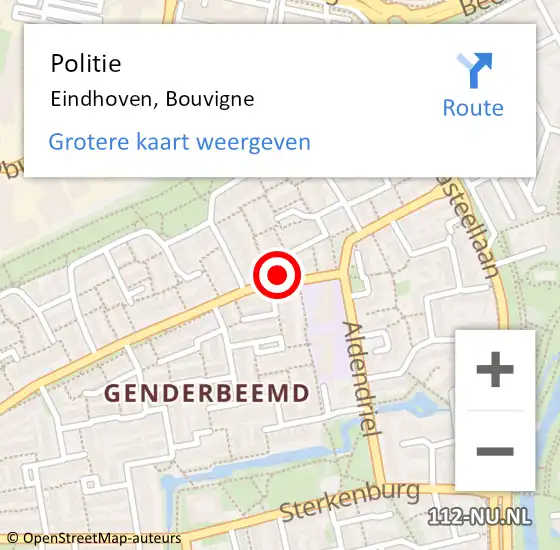 Locatie op kaart van de 112 melding: Politie Eindhoven, Bouvigne op 6 september 2024 16:26