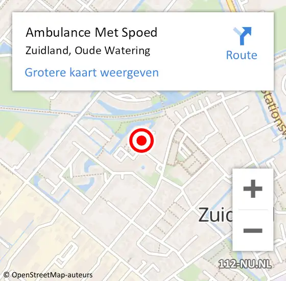 Locatie op kaart van de 112 melding: Ambulance Met Spoed Naar Zuidland, Oude Watering op 6 september 2024 16:40