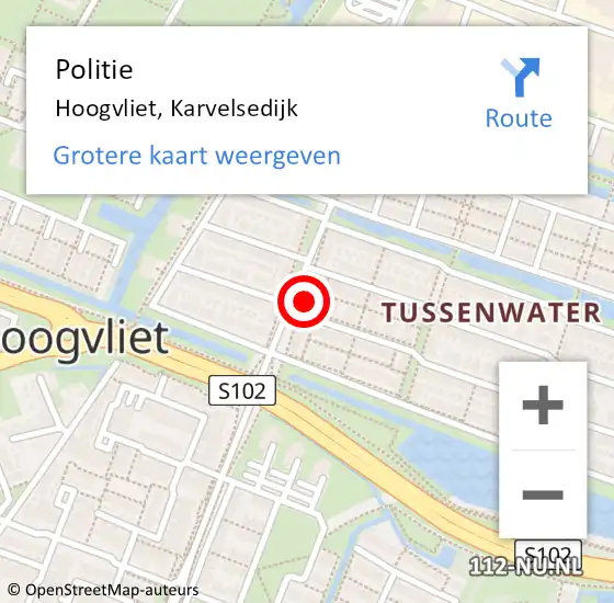 Locatie op kaart van de 112 melding: Politie Hoogvliet, Karvelsedijk op 6 september 2024 16:50