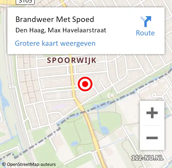 Locatie op kaart van de 112 melding: Brandweer Met Spoed Naar Den Haag, Max Havelaarstraat op 6 september 2024 16:51