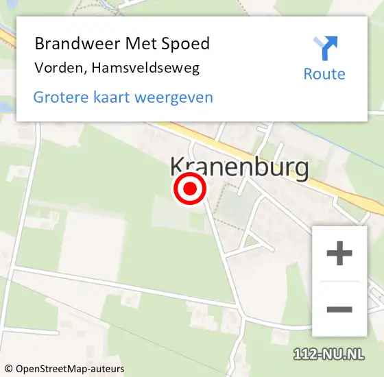 Locatie op kaart van de 112 melding: Brandweer Met Spoed Naar Vorden, Hamsveldseweg op 6 september 2024 16:56