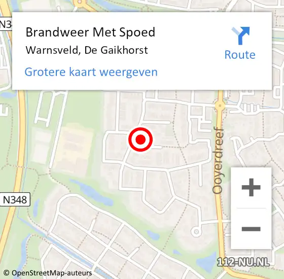 Locatie op kaart van de 112 melding: Brandweer Met Spoed Naar Warnsveld, De Gaikhorst op 6 september 2024 17:13