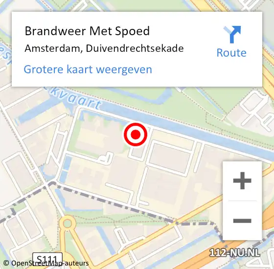 Locatie op kaart van de 112 melding: Brandweer Met Spoed Naar Amsterdam, Duivendrechtsekade op 6 september 2024 17:17