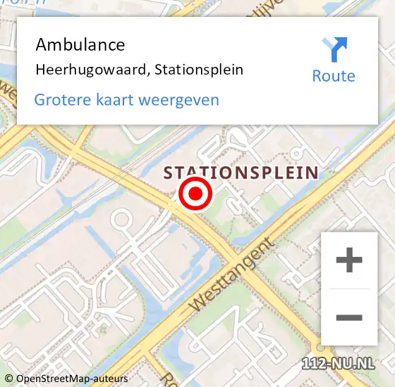 Locatie op kaart van de 112 melding: Ambulance Heerhugowaard, Stationsplein op 6 september 2024 17:24