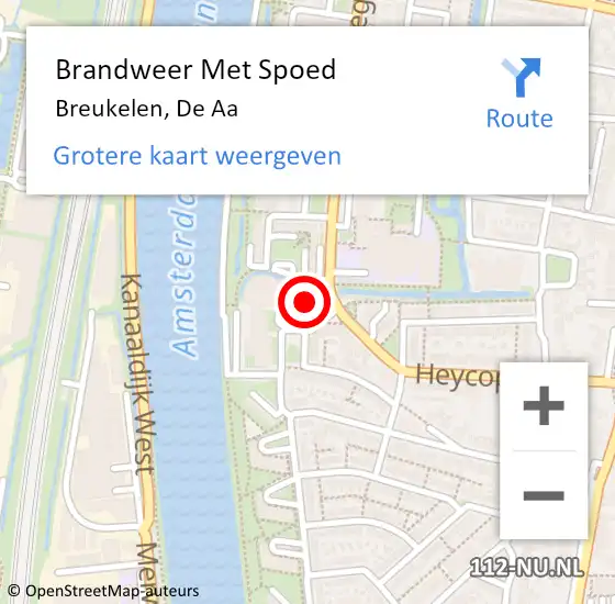 Locatie op kaart van de 112 melding: Brandweer Met Spoed Naar Breukelen, De Aa op 6 september 2024 17:33