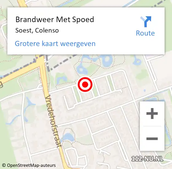 Locatie op kaart van de 112 melding: Brandweer Met Spoed Naar Soest, Colenso op 6 september 2024 17:39