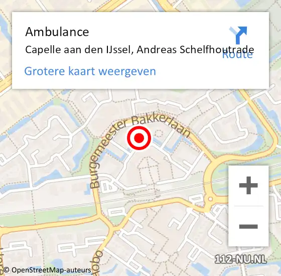 Locatie op kaart van de 112 melding: Ambulance Capelle aan den IJssel, Andreas Schelfhoutrade op 6 september 2024 17:39