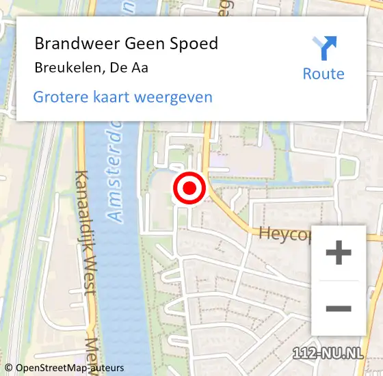 Locatie op kaart van de 112 melding: Brandweer Geen Spoed Naar Breukelen, De Aa op 6 september 2024 17:39